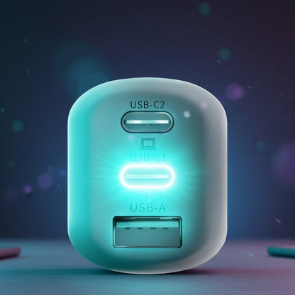 Netlader 3MK HyperCharger, 65W, 5A, 1 x USB-A - 2 x USB-C, Wit