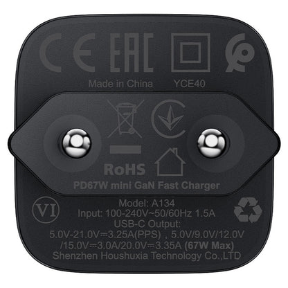 Chargeur Réseau Acefast A134, 67W, 3.35A, 1 x USB-C, Noir