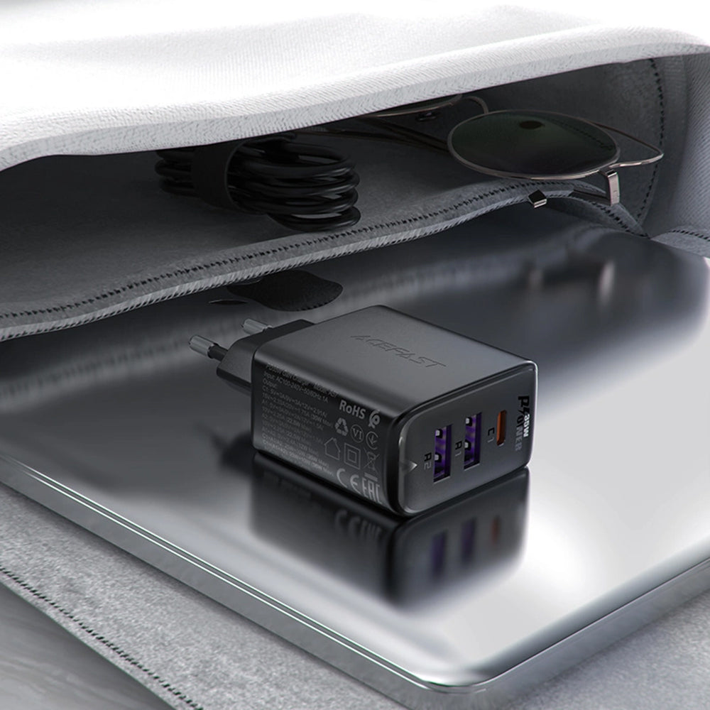 Chargeur réseau Acefast A57, 35W, 3A, 2 x USB-A - 1 x USB-C, Noir