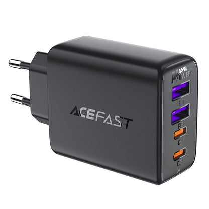 Chargeur secteur Acefast A61, 45W, 3A, 2 x USB-A - 2 x USB-C, Noir