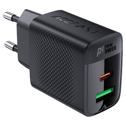 Chargeur Réseau Acefast A78, 20W, 3A, 1 x USB-A - 1 x USB-C, Noir