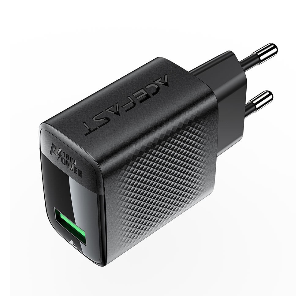 Netzladegerät Acefast A90, 18W, 3A, 1 x USB-A, Schwarz