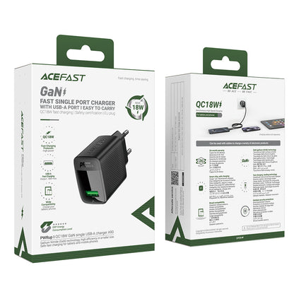 Netzladegerät Acefast A90, 18W, 3A, 1 x USB-A, Schwarz