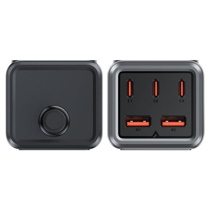 Chargeur réseau Acefast Z2 GaN, 75W, 5A, 2 x USB-A - 3 x USB-C - 1 x Schuko, Gris