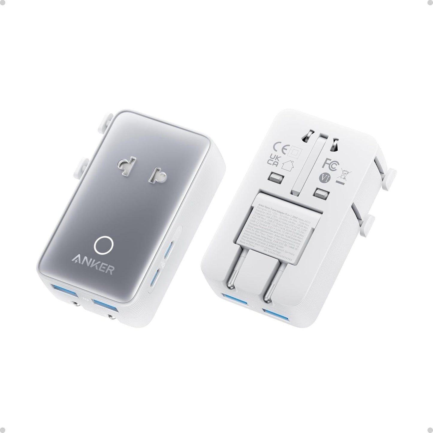 Anker Nano Travel Netwerkoplader, 20W, 3A, 2 x USB-A - 2 x USB-C, Wit A9215H21
