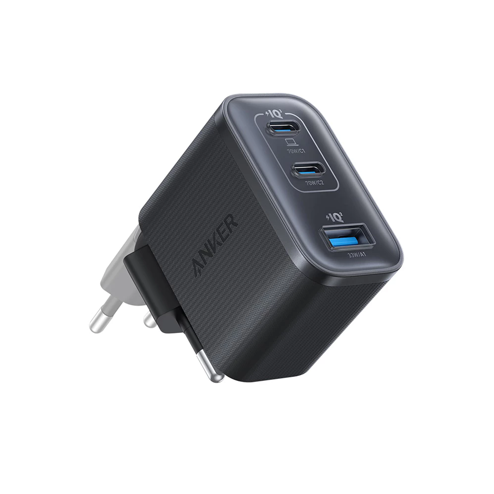 Anker Nano Netwerkoplader, 70W, 3.5A, 1 x USB-A - 2 x USB-C, Zwart A121AL11