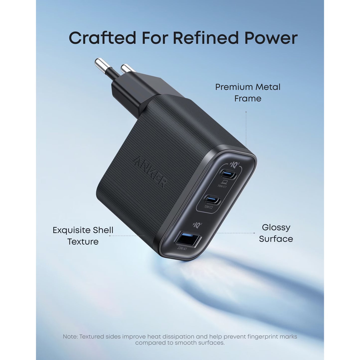 Anker Nano Netwerkoplader, 70W, 3.5A, 1 x USB-A - 2 x USB-C, Zwart A121AL11
