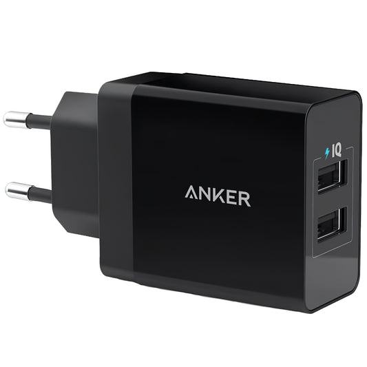 Anker PowerPort-netwerkoplader, 24 W, 2,4 A, 2 x USB-A, zwart A2021L11 