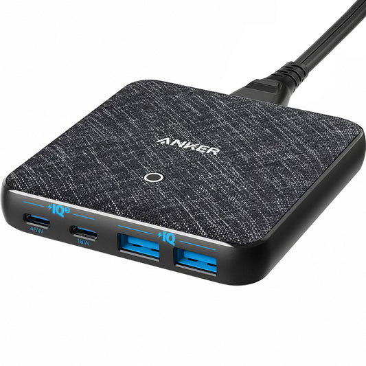 Chargeur Station Anker PowerPort Atom III, 65W, 3A, 2 x USB-A - 2 x USB-C, Noir A2046G12