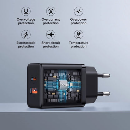 Baseus Cube Netwerkoplader, 20W, 3A, 1 x USB-A - 1 x USB-C, Wit P10111403213-00