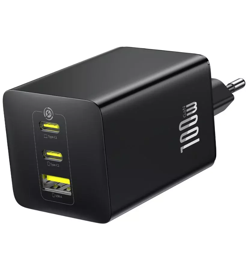 Baseus EnerFill FE11 Netwerkoplader, 100W, 5A, 1 x USB-A - 2 x USB-C, Grijs P10182102123