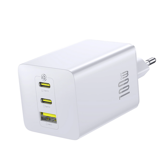 Baseus EnerFill FE11 Netwerkoplader, 100W, 5A, 1 x USB-A - 2 x USB-C, Wit P10182102213-00