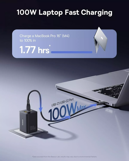 Baseus EnerFill FE11 Netwerkoplader, 100W, 5A, 1 x USB-A - 2 x USB-C, Grijs P10182102123
