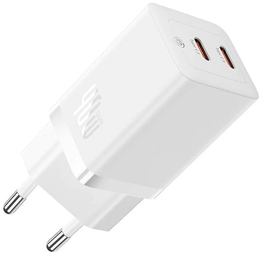 Baseus GaN5 Pro Netzladegerät, 40W, 3A, 2 x USB-C, Weiß CCGP180102