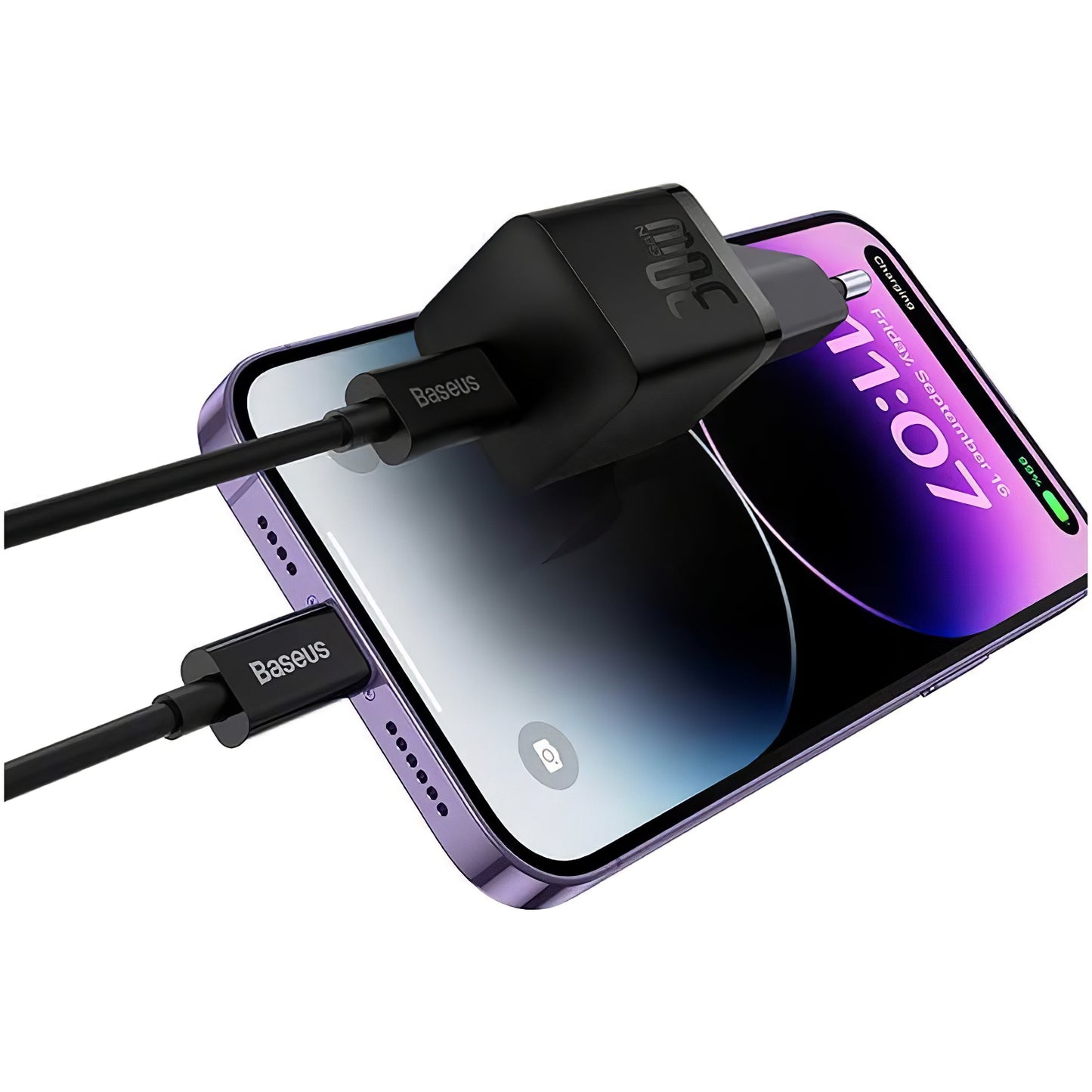 Chargeur réseau Baseus GaN GaN Mini 1C, 30W, 3A, 1 x USB-C, Noir CCGN070401