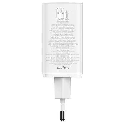 Chargeur réseau Baseus GaN6 Pro, 65W, 3.25A, 2 x USB-A - 2 x USB-C, blanc 