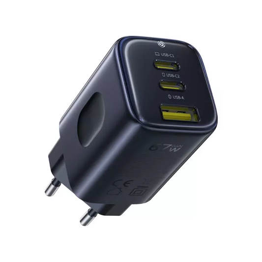 Baseus PicoGo AE11 Netzladegerät, 67W, 1 x USB-A - 2 x USB-C, Schwarz E0121200