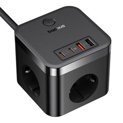 Chargeur réseau Baseus PowerCombo Cube, 30W, 3A, 2 x USB-A - 2 x USB-C - 3 x Schuko, Noir E00066400117-00 