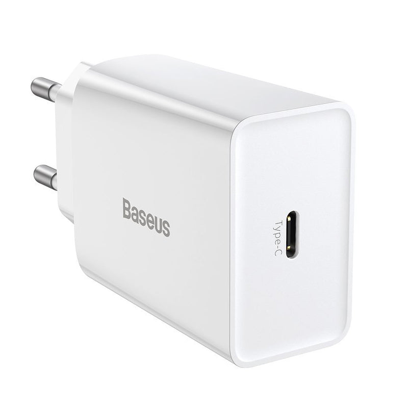 Chargeur réseau Baseus Speed Mini, 20W, 3A, 1 x USB-C, Blanc CCFS-SN02