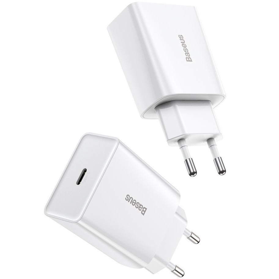 Chargeur réseau Baseus Speed Mini, 20W, 3A, 1 x USB-C, Blanc CCFS-SN02