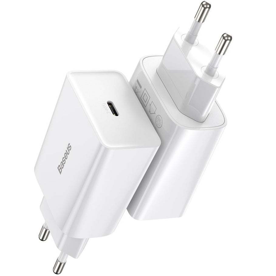 Chargeur réseau Baseus Speed Mini, 20W, 3A, 1 x USB-C, Blanc CCFS-SN02