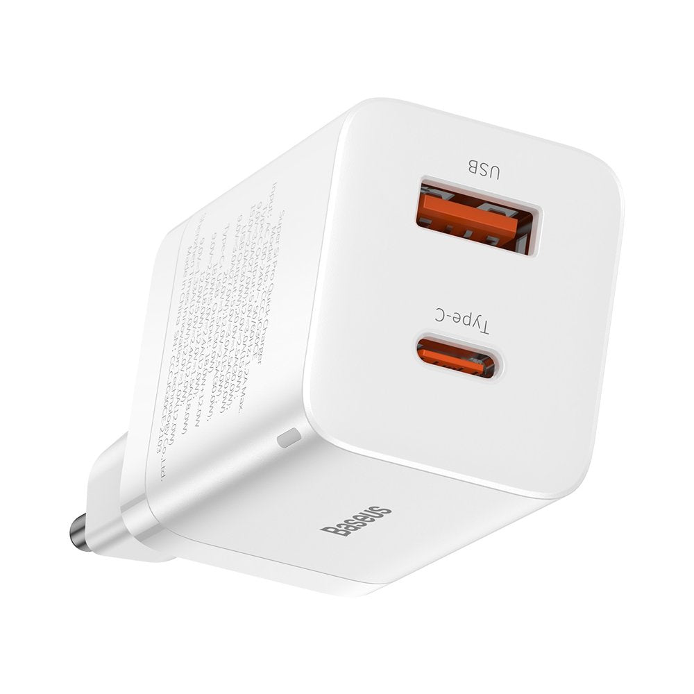 Netwerkoplader Baseus Super Si Pro, 30W, 3A, 1 x USB-A - 1 x USB-C, Wit CCSUPP-E02