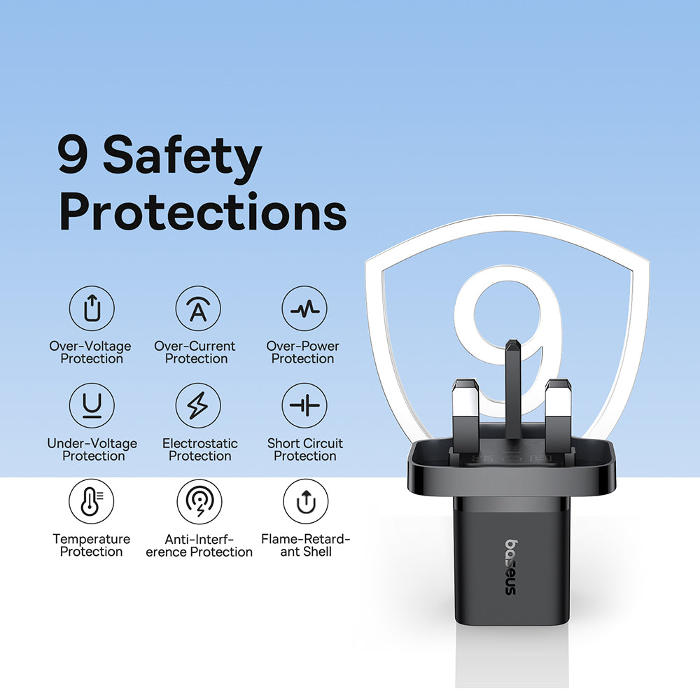 Baseus UK Netzladegerät, 20W, 3A, 1 x USB-C, Schwarz P10110907113-00