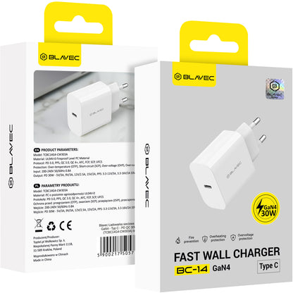 Blavec BC-14-netadapter, 30 W, 3 A, 1 x USB-C, wit