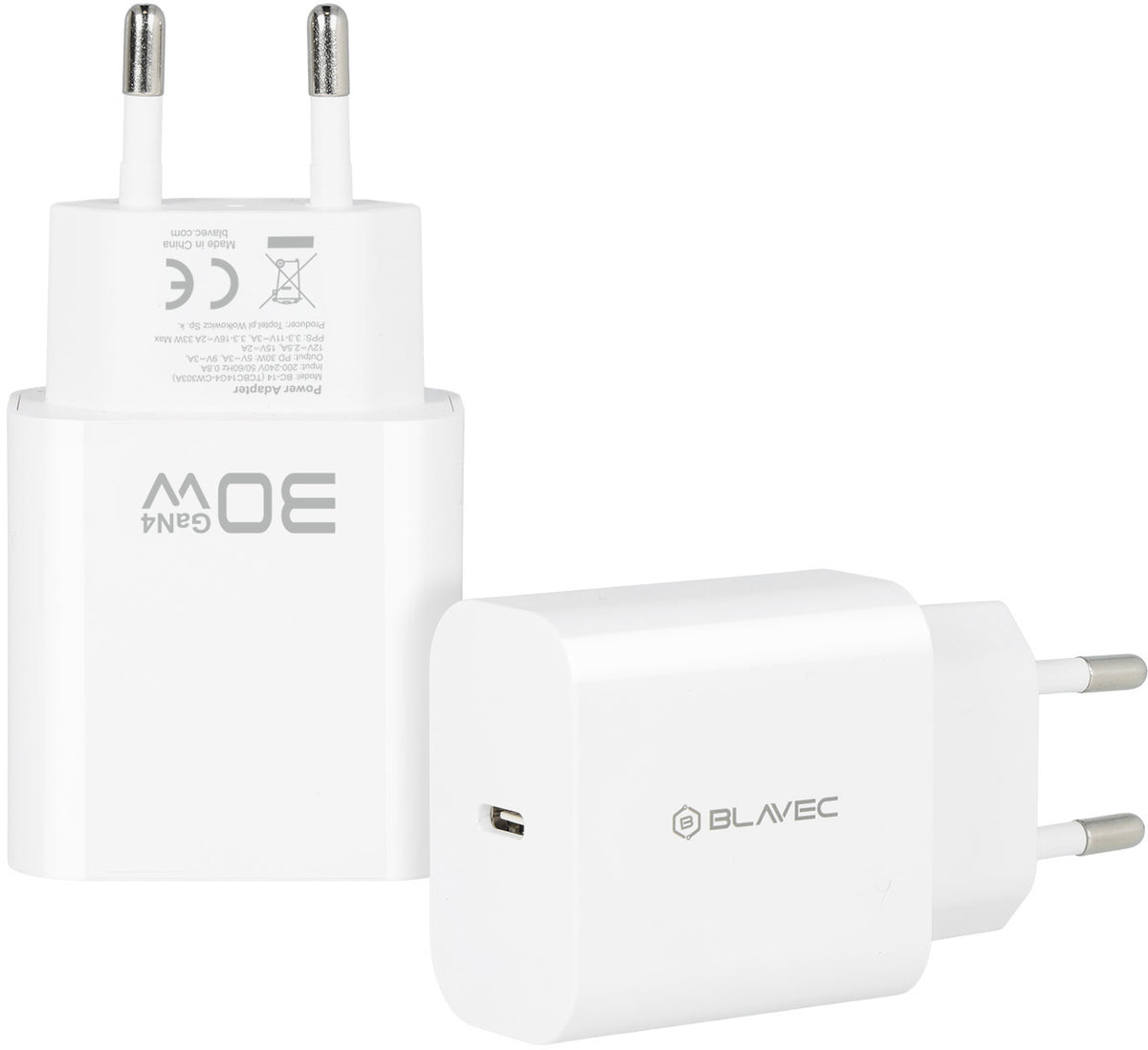Blavec BC-14-netadapter, 30 W, 3 A, 1 x USB-C, wit