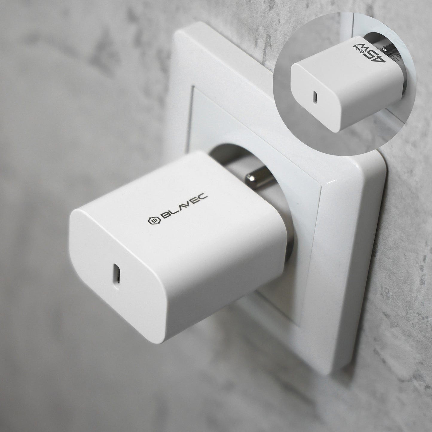 Blavec BC-7 Netwerkoplader, 45W, 3A, 1 x USB-C, Wit
