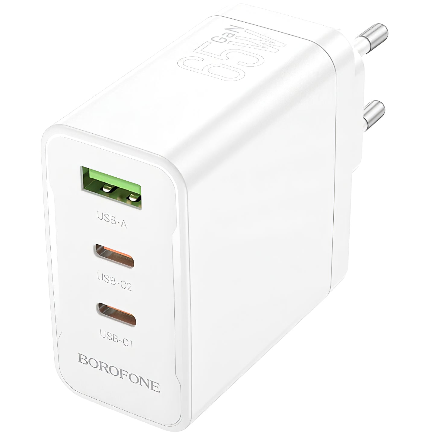 Netwerkoplader Borofone BN12, 65W, 5A, 1 x USB-A - 2 x USB-C, Wit