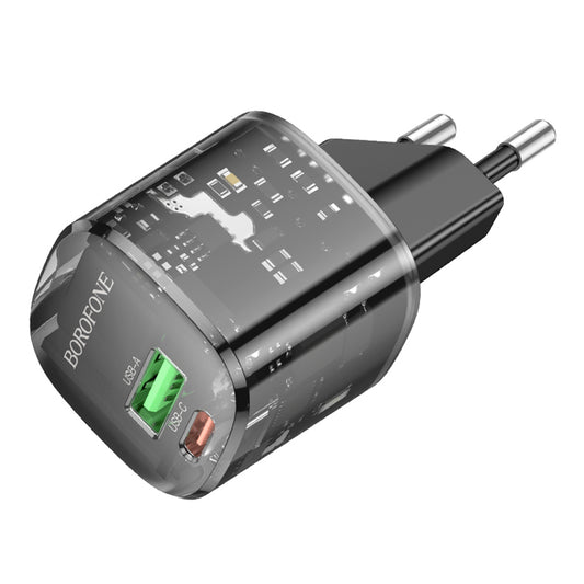 Netzladegerät Borofone BN17 Sunlight, 20W, 3A, 1 x USB-A - 1 x USB-C, Schwarz