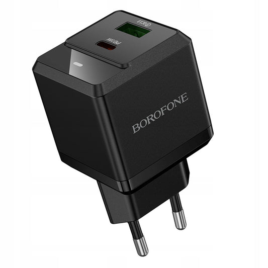 Netzladegerät Borofone BN19 Intenso, 20W, 3A, 1 x USB-A - 1 x USB-C, Schwarz