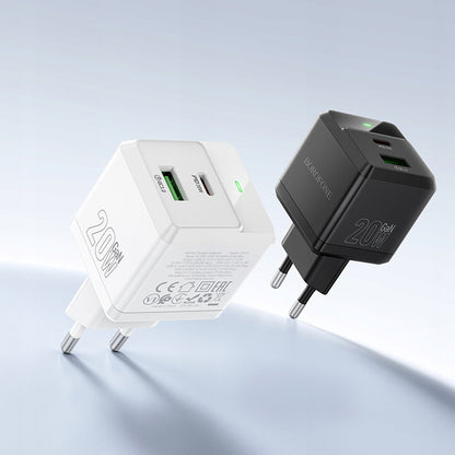Netzladegerät Borofone BN19 Intenso, 20W, 3A, 1 x USB-A - 1 x USB-C, Schwarz