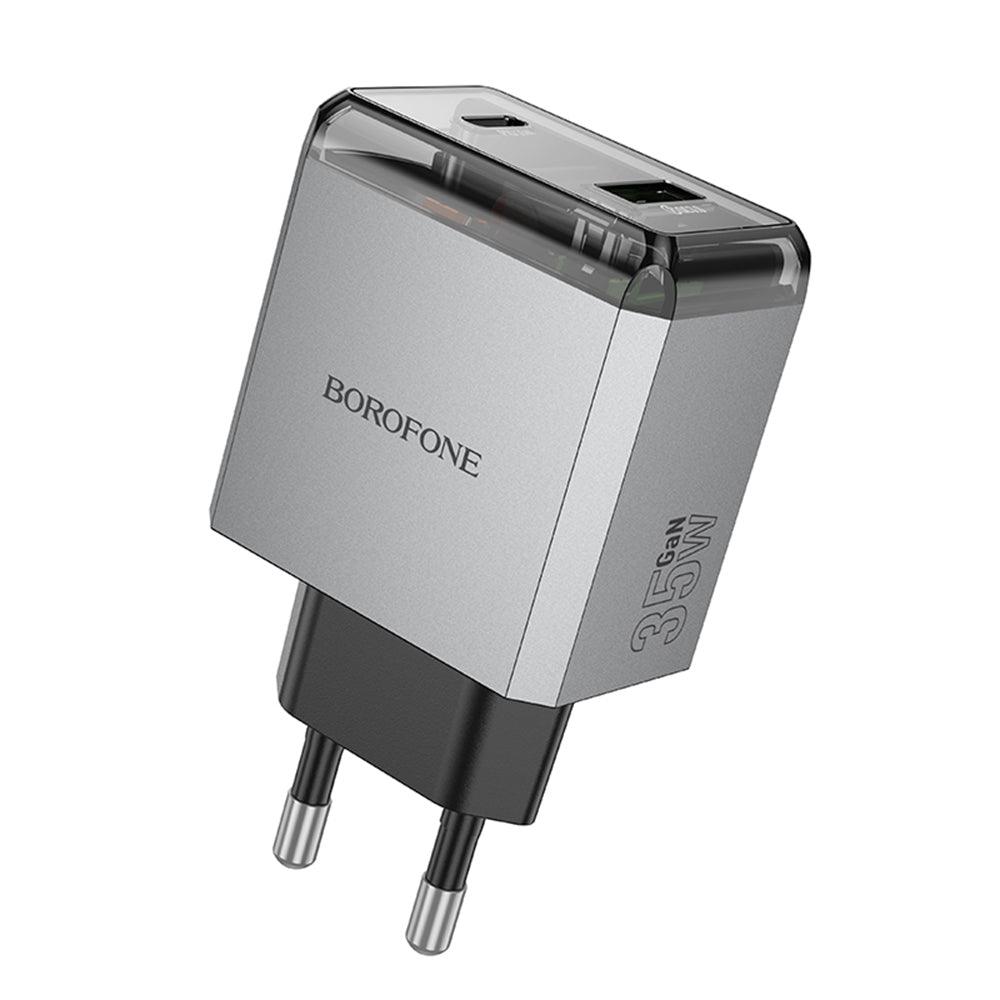 Netzladegerät Borofone BN20 Lena, 35W, 3A, 1 x USB-A - 1 x USB-C, Grau
