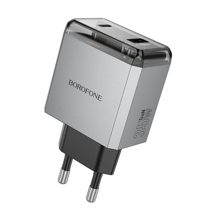 Netzladegerät Borofone BN20 Lena, 35W, 3A, 1 x USB-A - 1 x USB-C, Grau