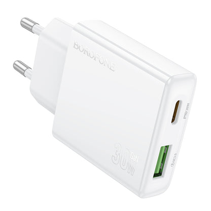 Netwerkoplader Borofone BN25 Wish, 30W, 3A, 1 x USB-A - 1 x USB-C, Wit 