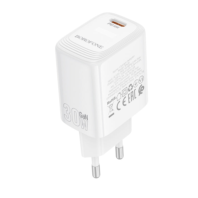 Netzladegerät Borofone BN28 Fuente, 30W, 3A, 1 x USB-C, Weiß