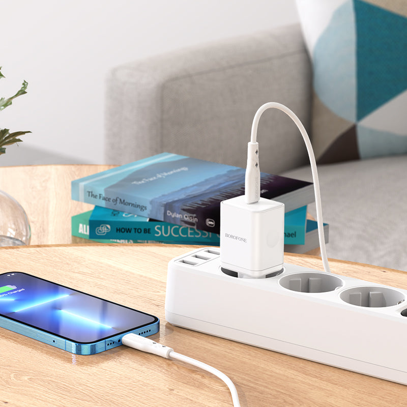 Chargeur Réseau Borofone BN6 Field, 20W, 3A, 1 x USB-C, Blanc