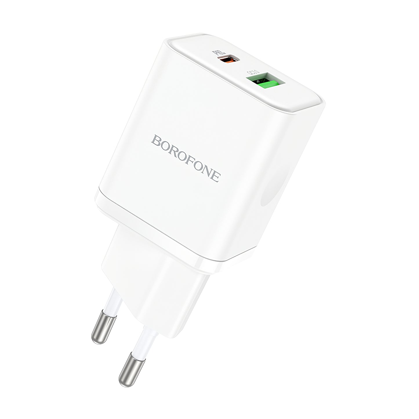 Netwerkoplader Borofone BN7, 20W, 3A, 1 x USB-A - 1 x USB-C, Wit 