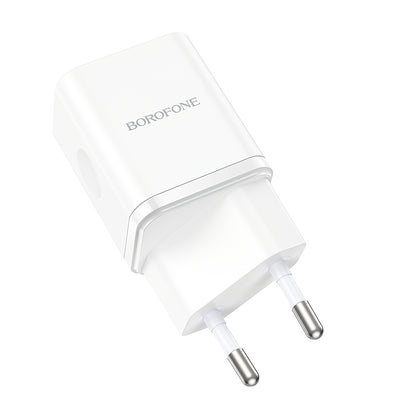 Netwerkoplader Borofone BN7, 20W, 3A, 1 x USB-A - 1 x USB-C, Wit 