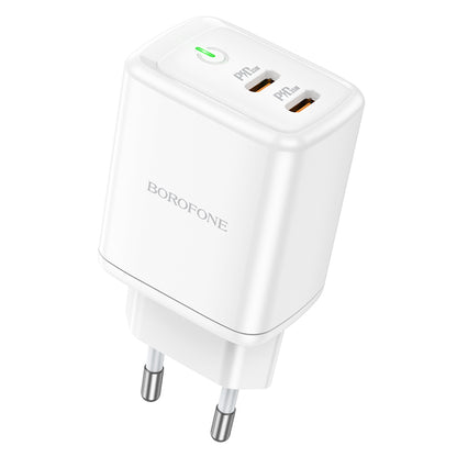 Netwerkoplader Borofone BN9, 35W, 3A, 2 x USB-C, Wit 