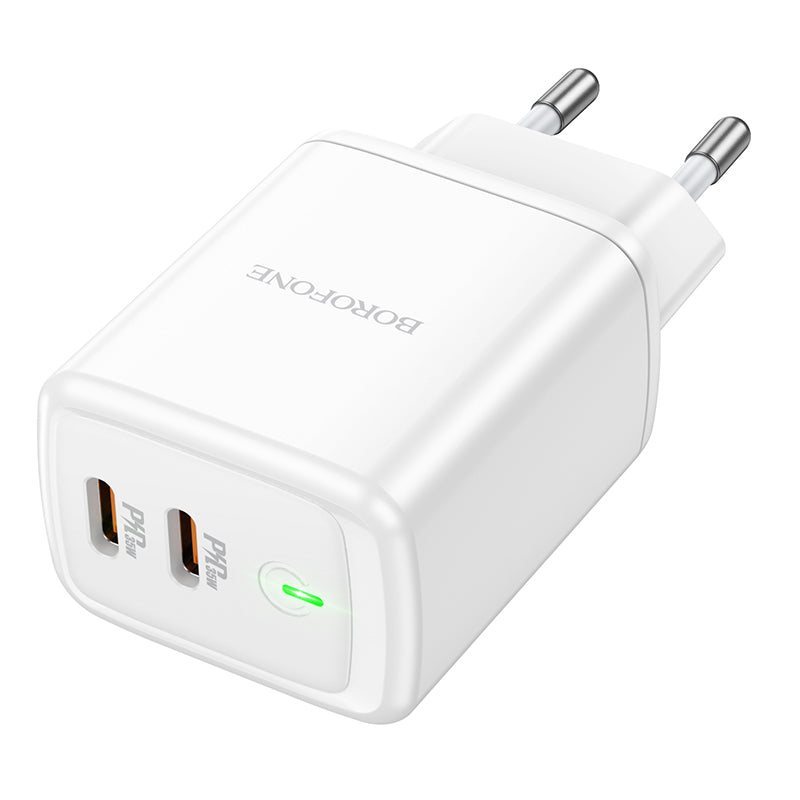 Netwerkoplader Borofone BN9, 35W, 3A, 2 x USB-C, Wit 