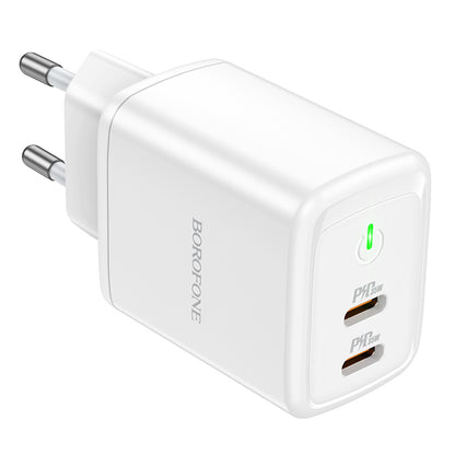 Netwerkoplader Borofone BN9, 35W, 3A, 2 x USB-C, Wit 