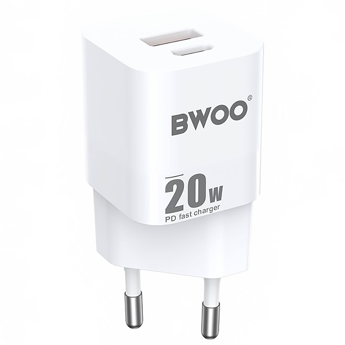 Netwerkoplader BWOO BO-CDA156, 20W, 3A, 1 x USB-A - 1 x USB-C, Wit 