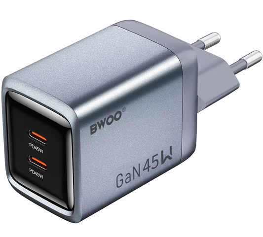 Netlader BWOO BO-CDA239, 45W, 3A, 2 x USB-C, Grijs