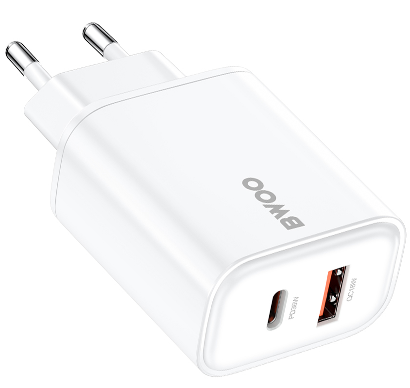 Netwerkoplader BWOO CDA207, 36W, 3A, 1 x USB-A - 1 x USB-C, Wit