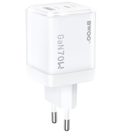 Netwerkoplader BWOO CDA224, 70W, 3.25A, 1 x USB-A - 1 x USB-C, Wit
