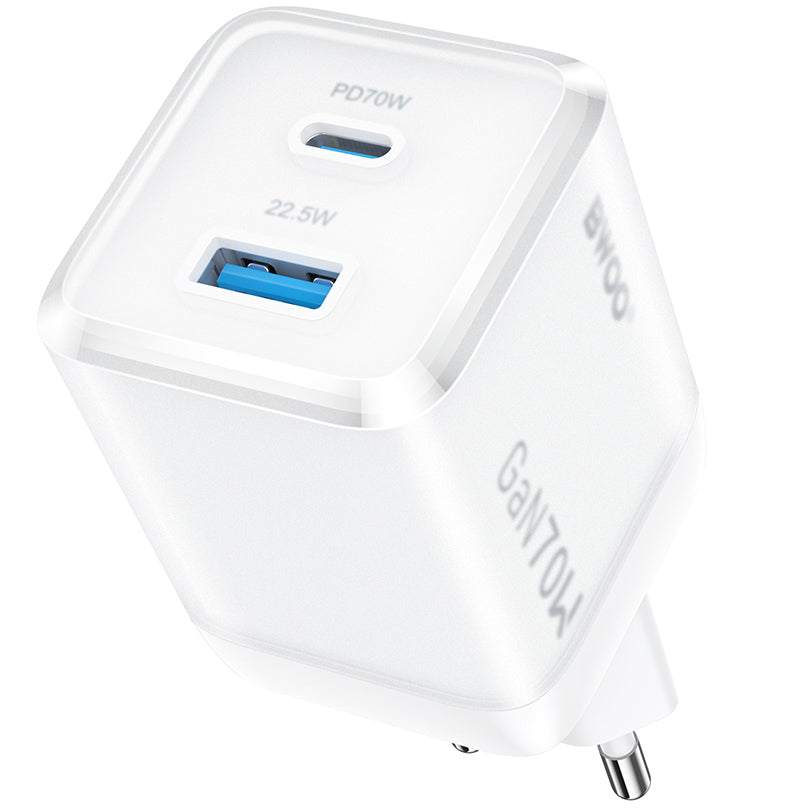 Netwerkoplader BWOO CDA224, 70W, 3.25A, 1 x USB-A - 1 x USB-C, Wit