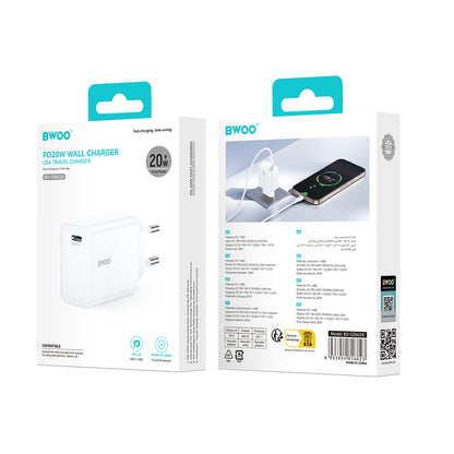 Netwerkoplader BWOO CDA226, 20W, 3A, 1 x USB-C, Wit